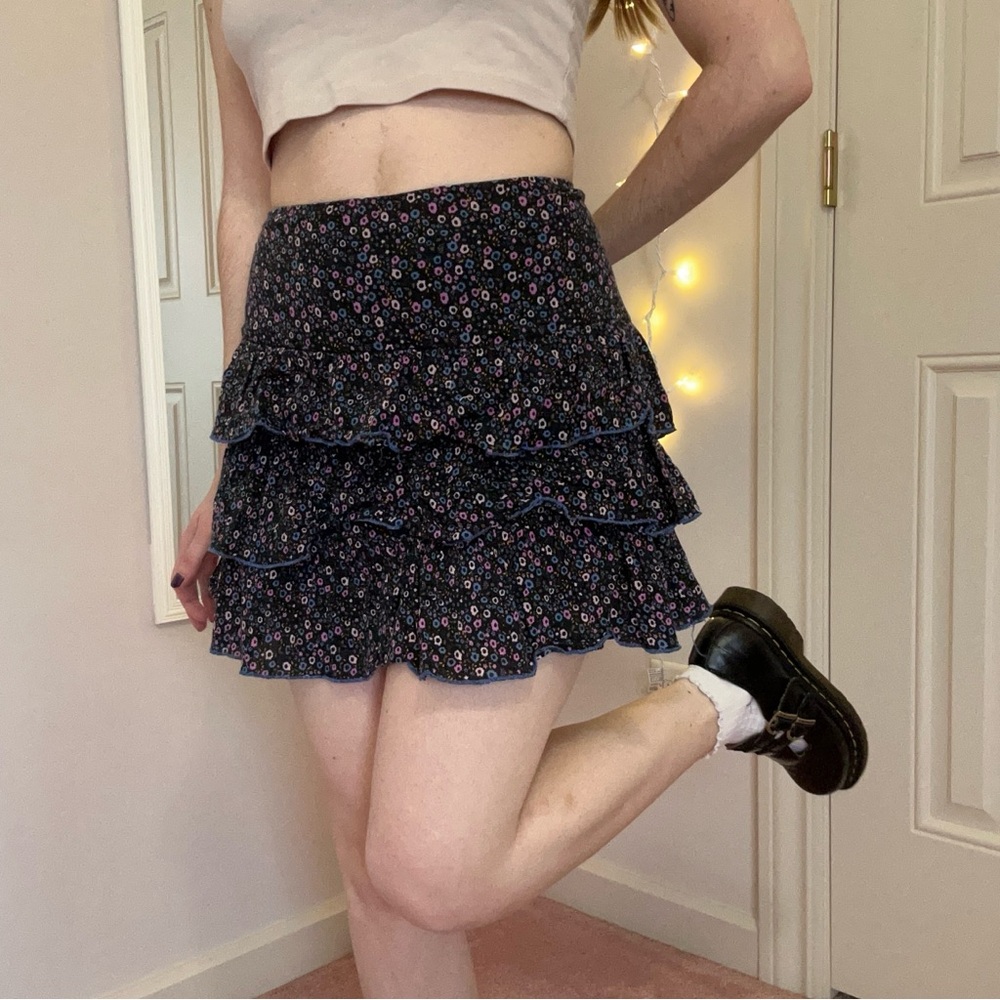 Floral Ruffle Mini Skirt
